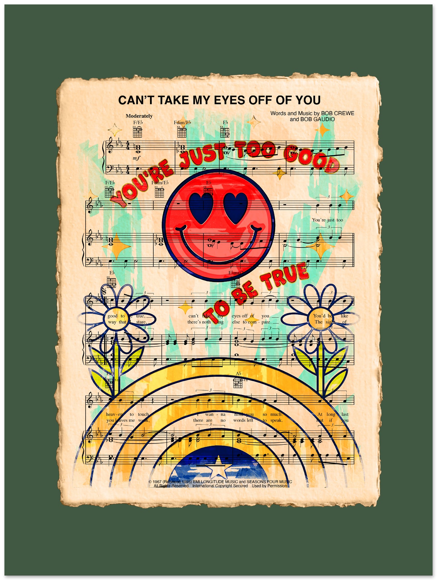Can't Take My Eyes Off You Sheet Music Wall Art | Music Print