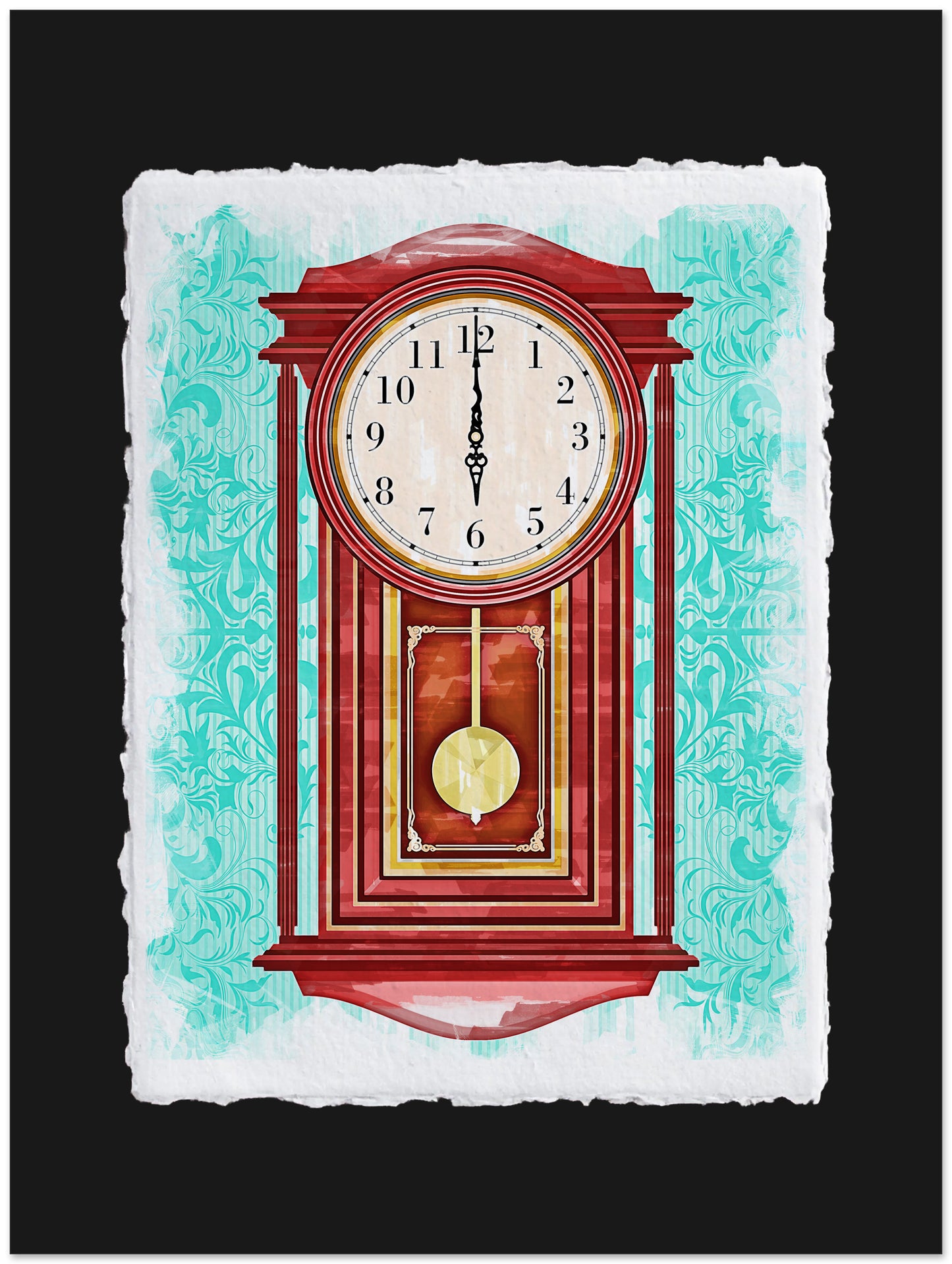 Decorative clock with a vintage design on a textured background