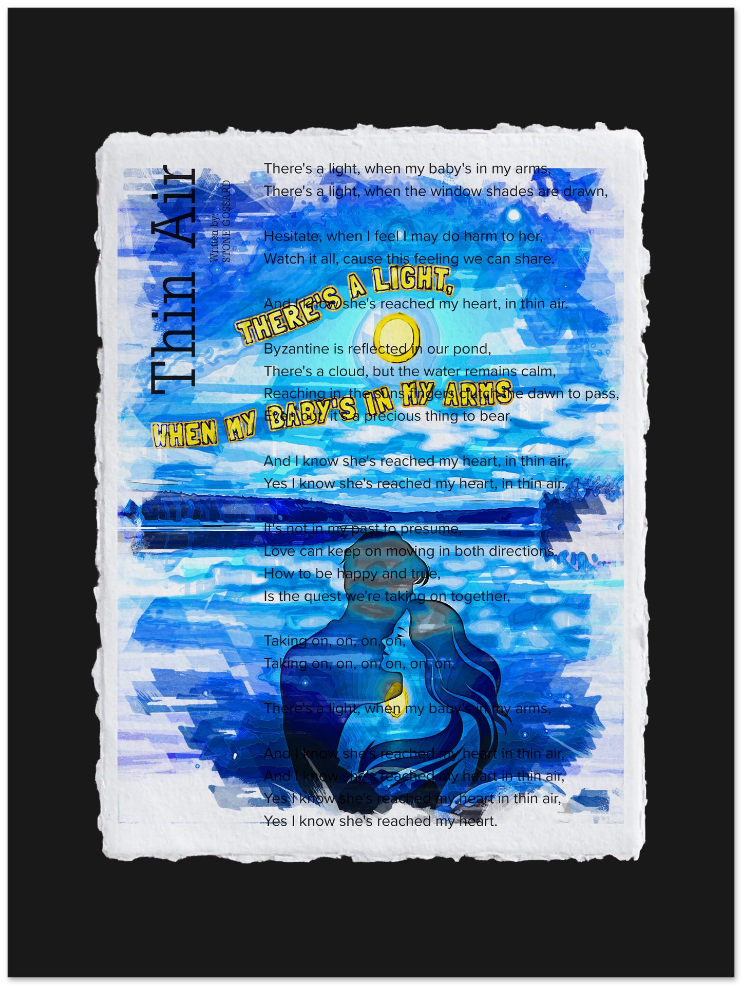 Artistic depiction of a blue figure with text overlay on a blue background