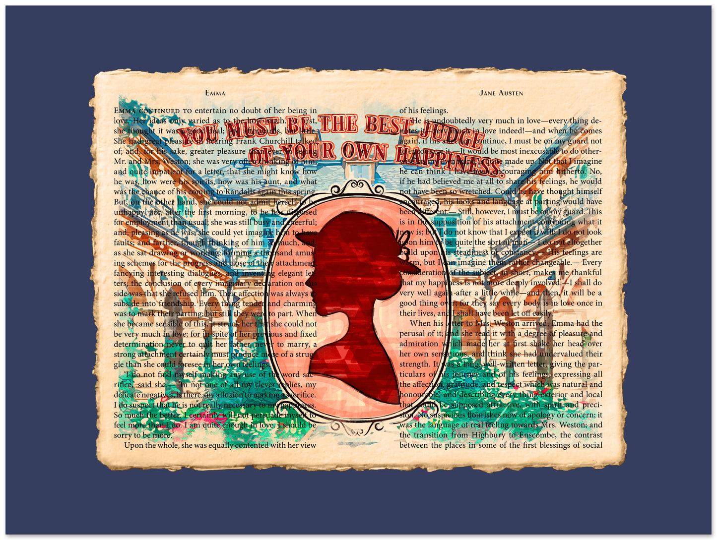 Artistic design with silhouette and text on a textured background