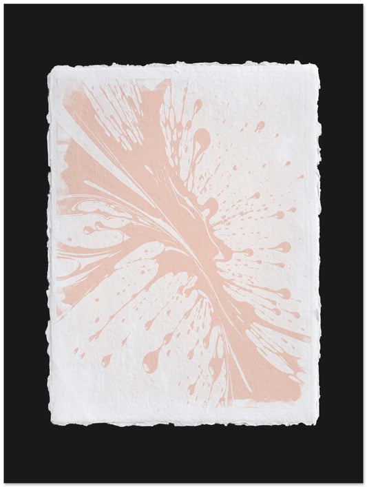 White paper with pink floral design on a black background