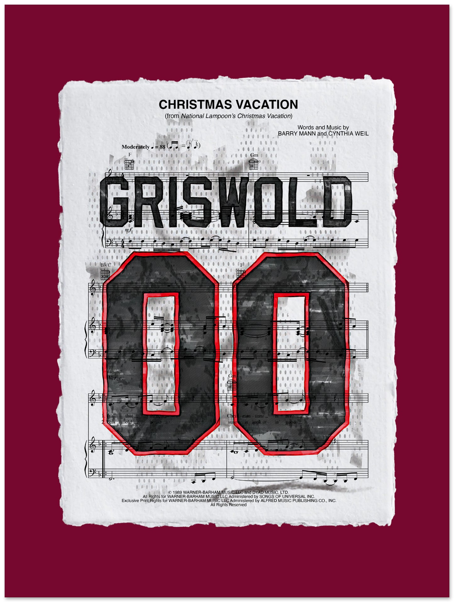 Poster with 'GRISWOLD 00' hockey jersey design on a red background