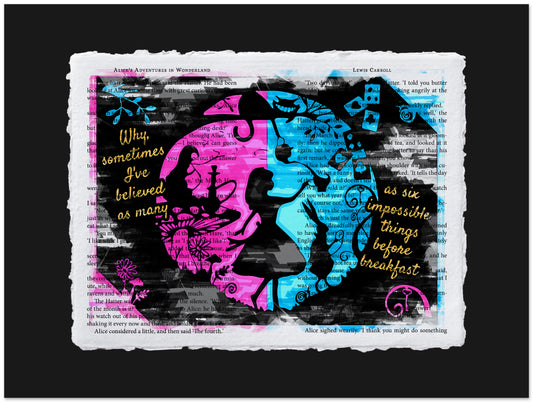 Artistic design with silhouettes and text on a black background