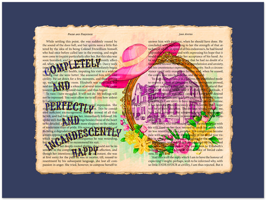 Decorative design with floral elements and text on a blue background