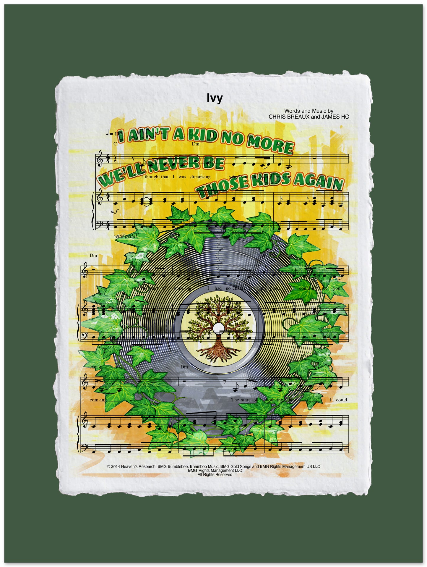 Ivy Sheet Music Art Print | Music Room Decor