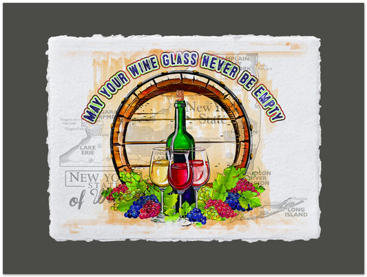 Decorative mat with wine-themed design featuring a bottle, glasses, and grapes.