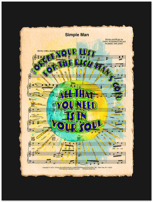 Sheet music cover with a colorful graphic and text on a black background
