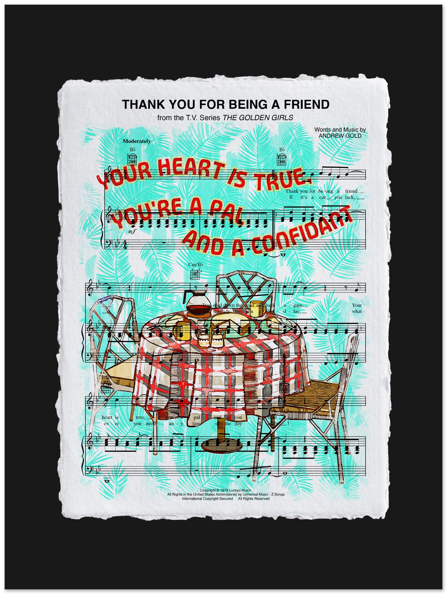 Thank You For Being A Friend Sheet Music Wall Art | Gift for Piano Player