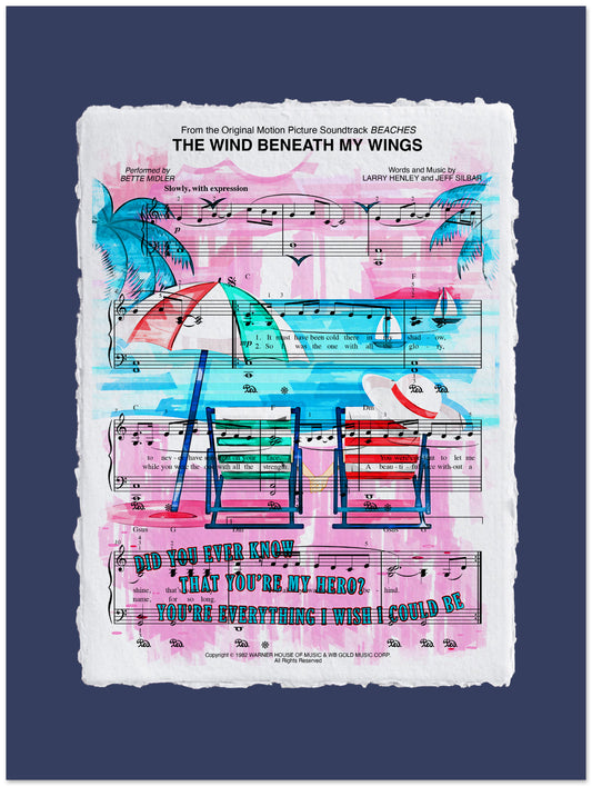 Wind Beneath My Wings Sheet Music Wall Art | Music Lover Gift