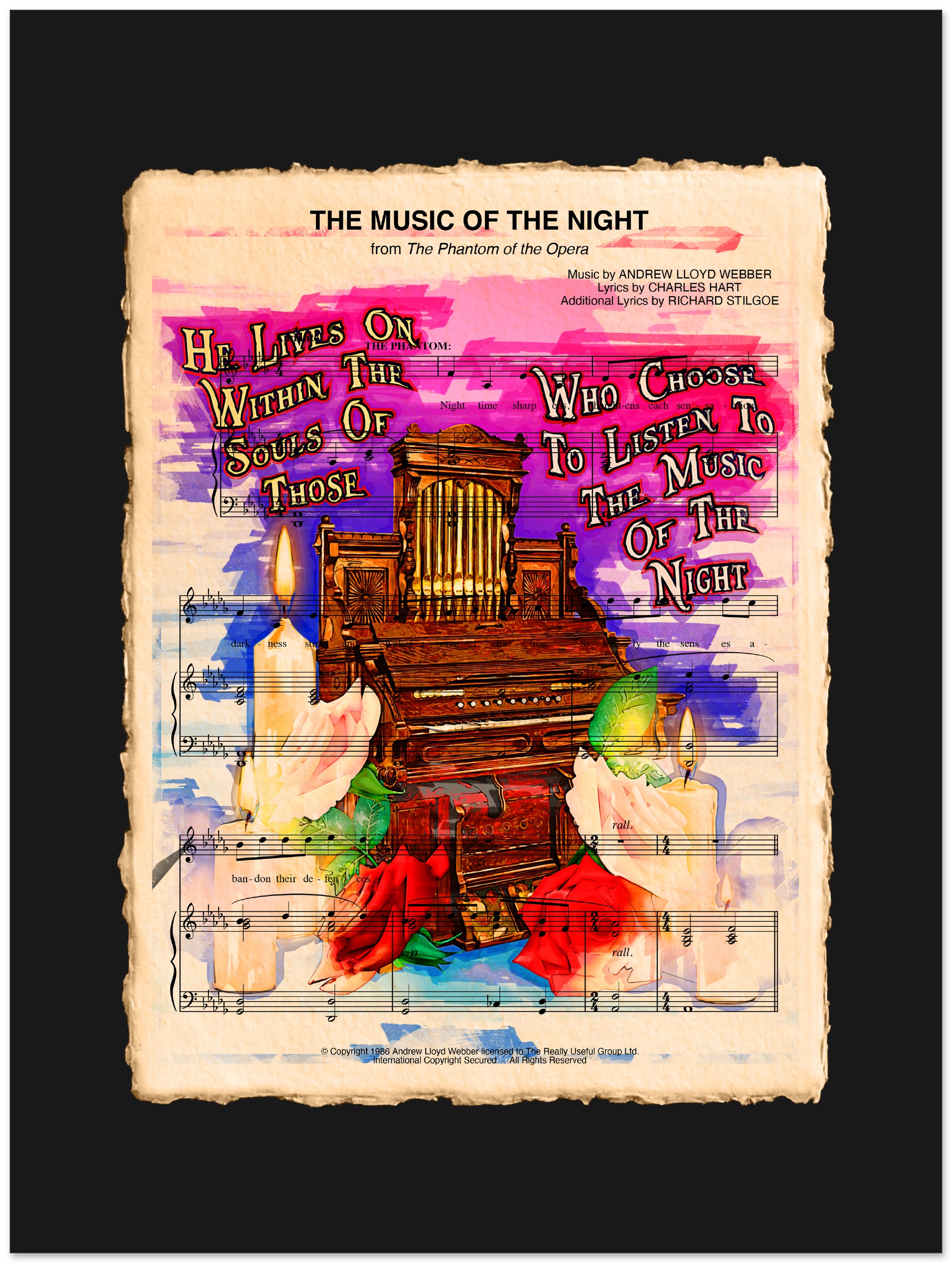 A design inspired by The Music of the Night from The Phantom of the Opera.