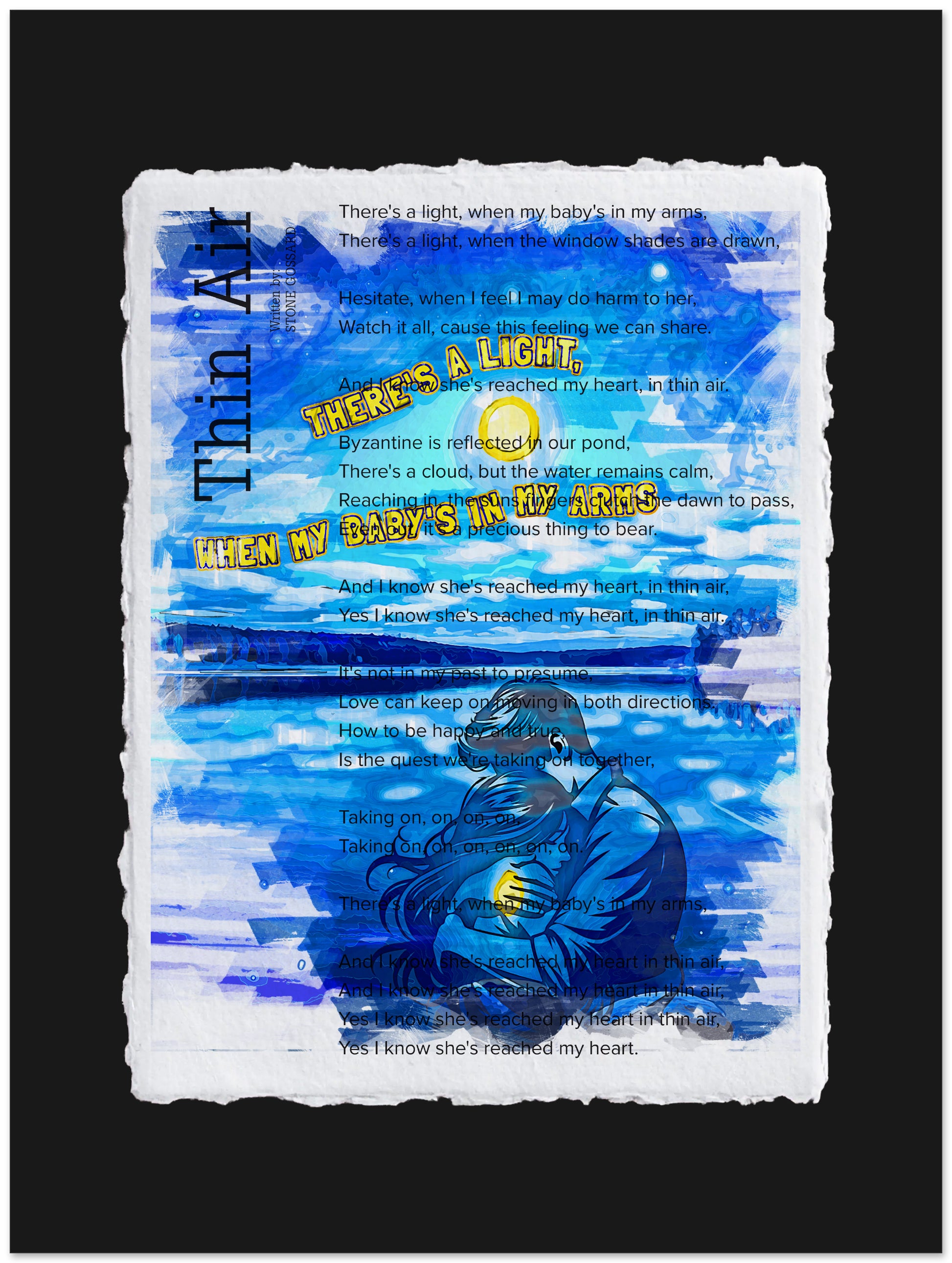 Artistic depiction of a blue figure with text overlay on a blue background