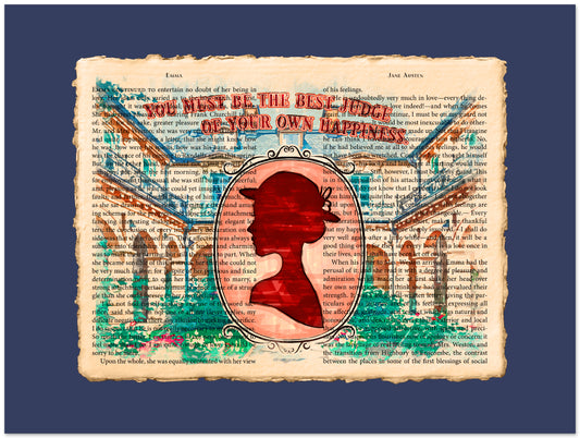 Artistic design with silhouette and text on a textured background