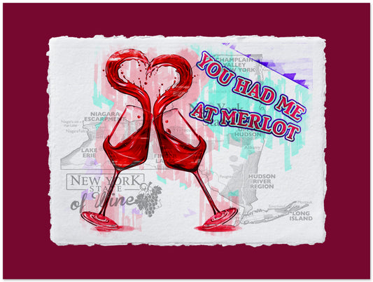 Two interlocking wine glasses with a heart shape, surrounded by text on a maroon background.
